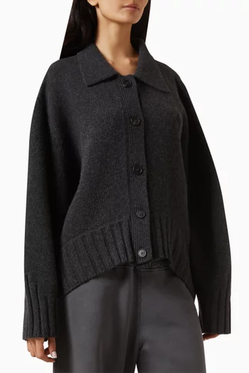 Logo-embroidered Cardigan in Virgin Wool Blend