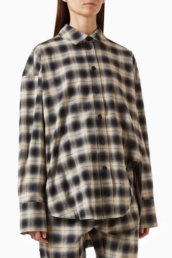 Scoop Checked Oversized Shirt in Cotton