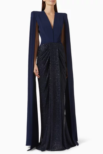 Sequin-emellished Cape Dress