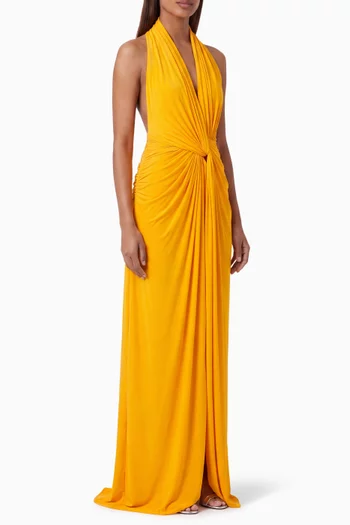Halter Twist Gown in Jersey