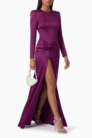 Knot Gown in Satin Crepe