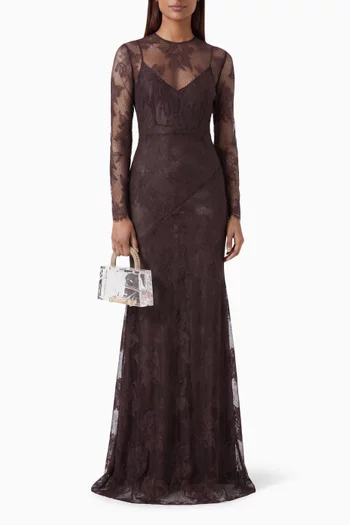 Long-sleeve Lace Gown