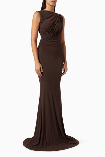 Sleeveless Open-back Drape Gown