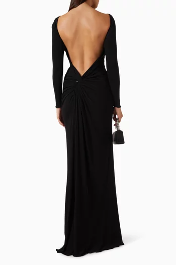 Long-sleeve Open-back Gown