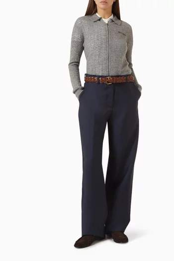 Zip Cardigan in Cashmere Silk Pointelle