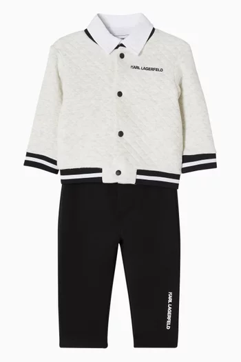 Quilted 3-piece Tracksuit Set in Cotton-blend