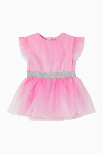 Logo Waistband Ruffled Dress