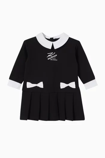 Logo Collared Dress in Double Jersey