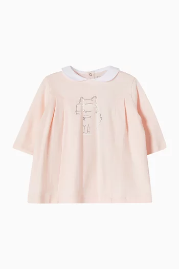 Choupette Pleated Dress in Cotton