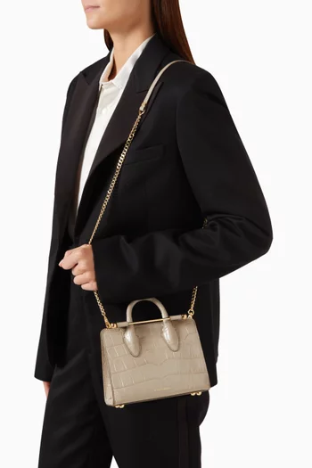 Nano Tote Bag in Large Croc-embossed Leather