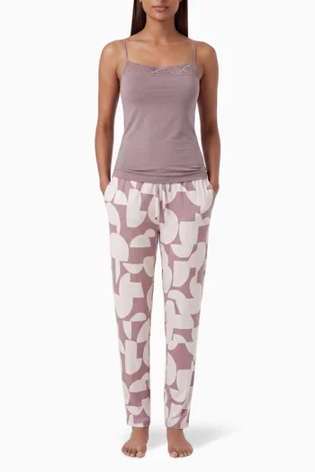 Drawstring Lounge Pants in Cotton Blend