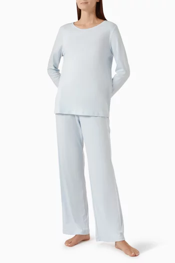 Pyjama Top & Pants Set in Mercerised Cotton