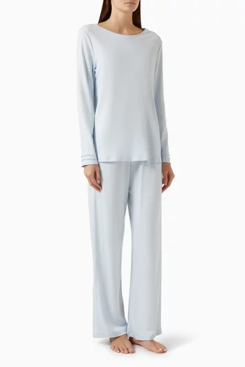 Pyjama Top & Pants Set in Mercerised Cotton