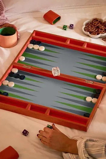 Backgammon Set in Lacquered Croc-effect
