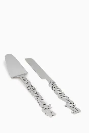 Progression Cake Knife & Server Set in Stainless Silver