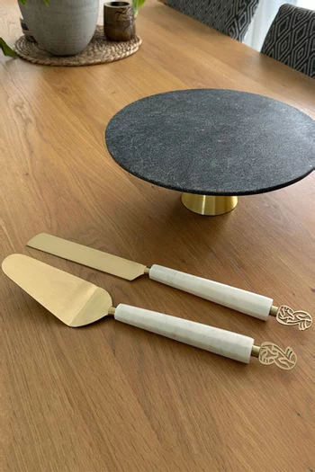 Calligraffiti Cake & Knife Servers Set