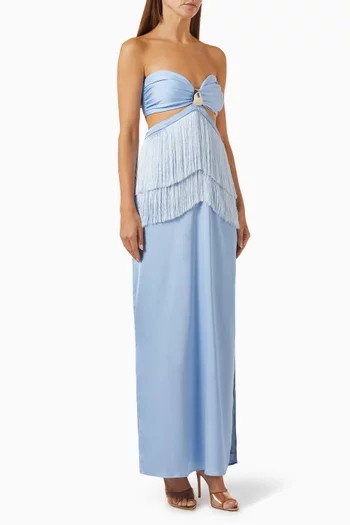 Dua Strapless Embellished Fringe Dress
