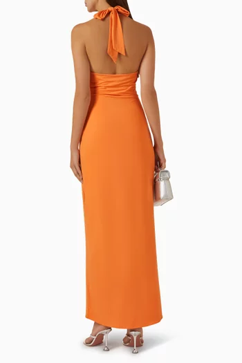 Eleonora Ruched Halterneck Maxi Dress