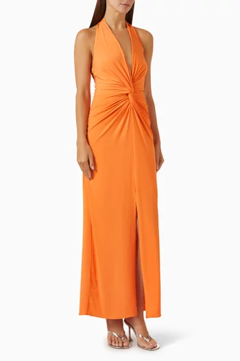 Eleonora Ruched Halterneck Maxi Dress