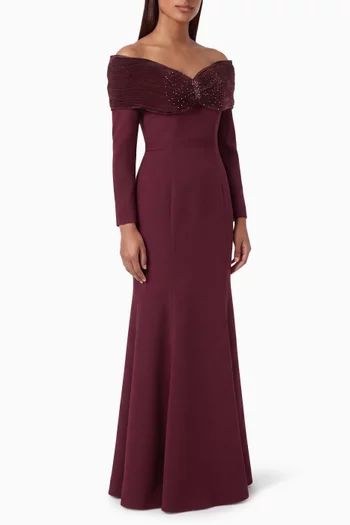Embellished Off-shoulder Gown
