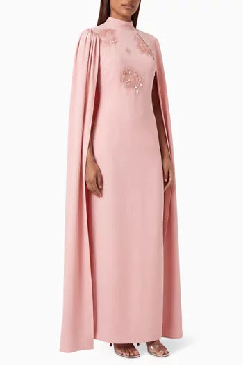 Embellished Cape Gown