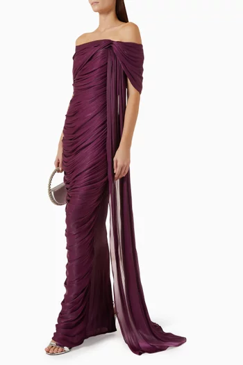 Off-shoulder Ruched Gown