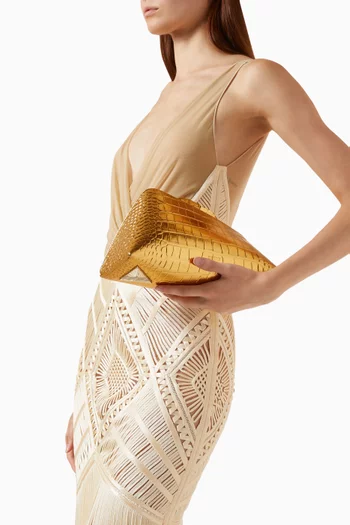 Medium 8.30 PM Clutch in Croc-embossed Leather
