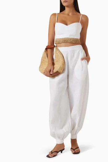 Breya Fringe Top in Linen