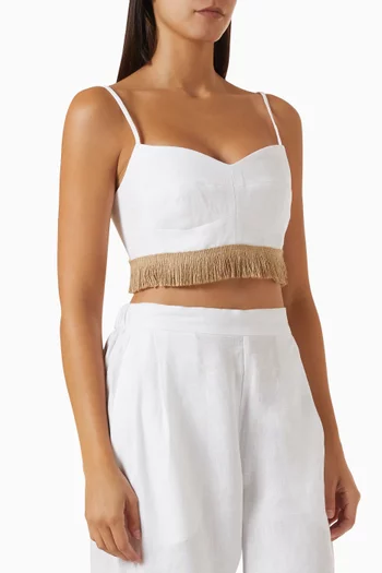 Breya Fringe Top in Linen
