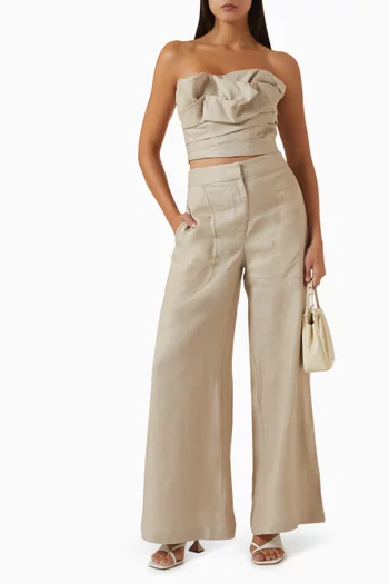 Cleo Gathered Top in Linen