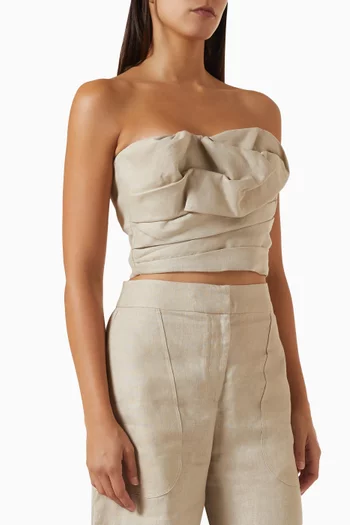Cleo Gathered Top in Linen