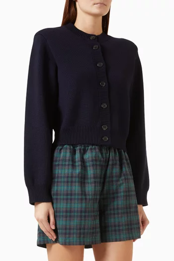 Statement Shoulder Cardigan in Merino Wool