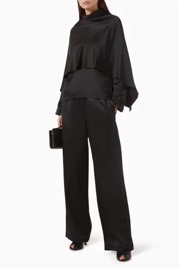 Relaxed Wide-leg Pants in Viscose-satin