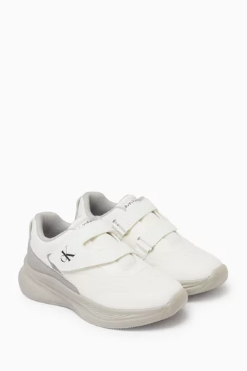 Low-cut Velcro Sneakers in Faux Leather