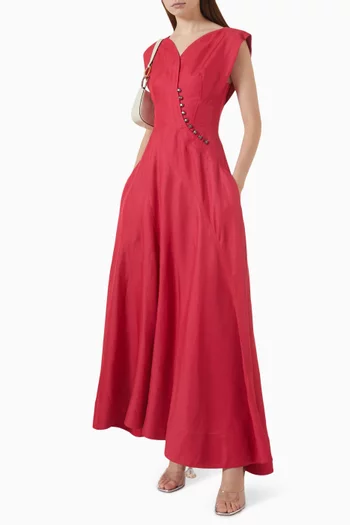 Marney Crystal-button Maxi Dress