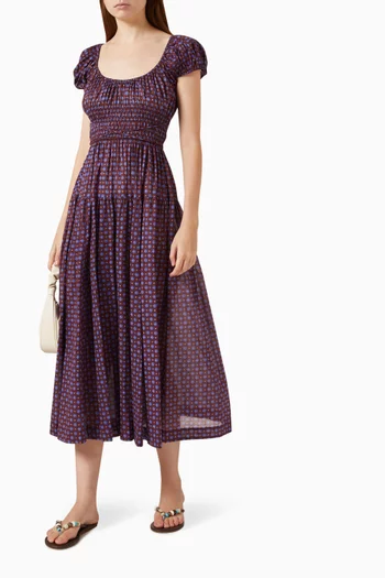 Quinelle Printed Dress in Organic-cotton Voile