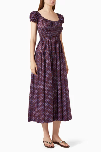 Quinelle Printed Dress in Organic-cotton Voile