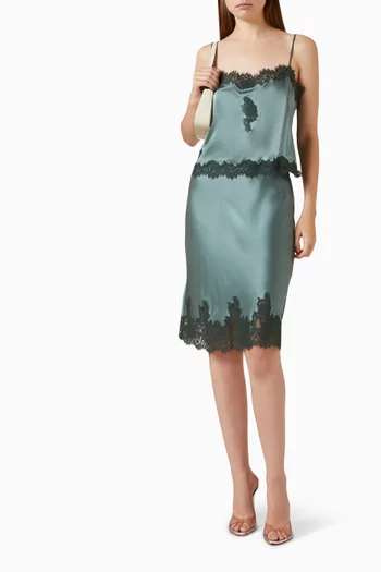 Avelaine Lace-trim Top in Silk-satin
