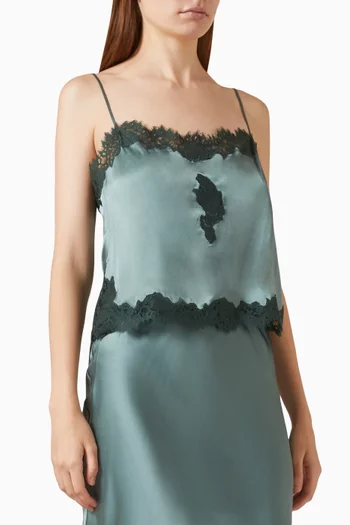 Avelaine Lace-trim Top in Silk-satin