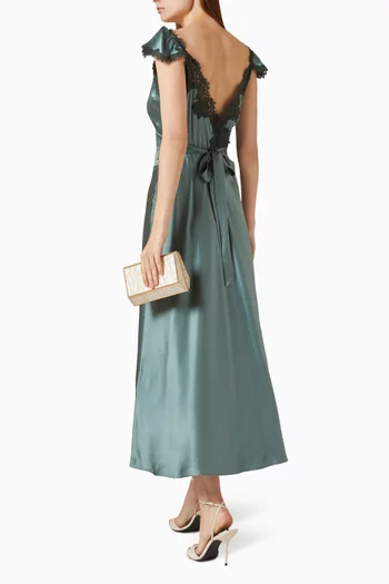 Fiona Lace-trim Maxi Dress in Silk