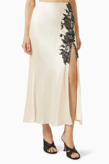 Elva Midi Skirt in Satin