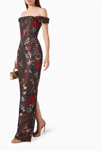 Joanna Off-shoulder Gown in Jacquard