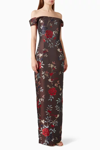 Joanna Off-shoulder Gown in Jacquard