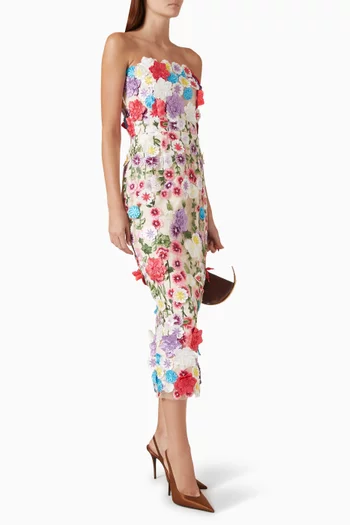 Rosette Strapless Midi Dress