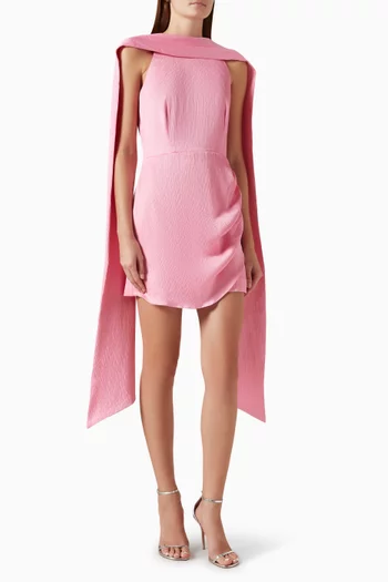 Calista Neck Scarf Mini Dress in Satin
