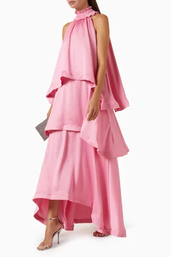 Calista Tiered Gown in Satin