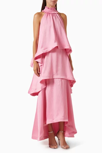 Calista Tiered Gown in Satin