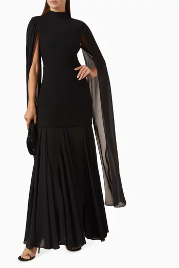 Odelia Cape-sleeve Gown