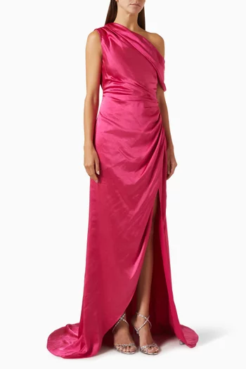 Erielle Draped One-shoulder Gown