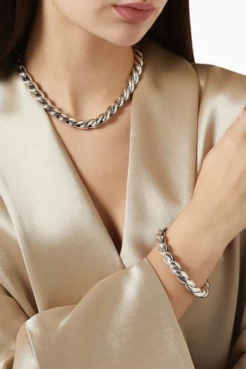Sculpted Cable Chain Necklace in Sterling Silver